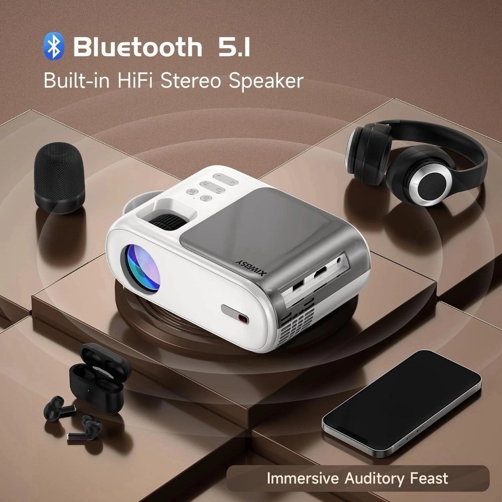XIWBSY Mini Projector 5G WiFi Portable Projector with Bluetooth Keystone - Picture 5 of 9